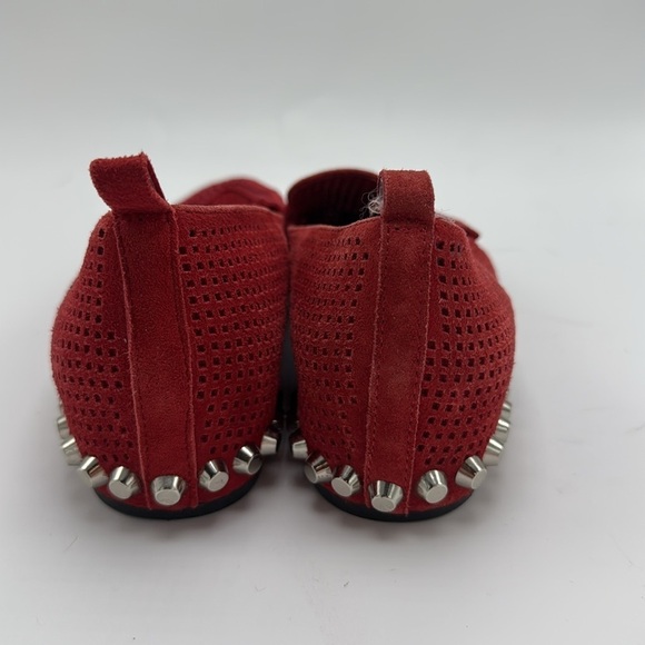 Jeffrey Campbell Barnett Studded Red Suede Leather Perforated Loafer size 6 - Picture 3 of 5